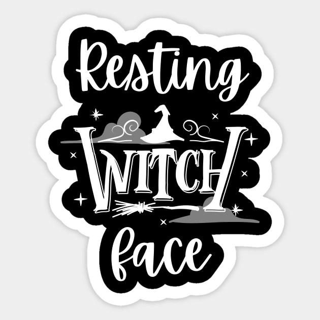 Resting Witch Face Text Design - Halloween Pun Sticker by Caregiverology